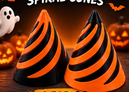 Orange and black Halloween spiral cone fidgets