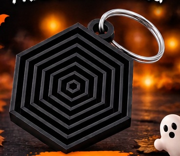 Black hexagon fractal fidget keyring