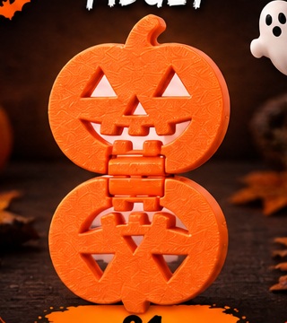 Orange hinged pumpkin fidget